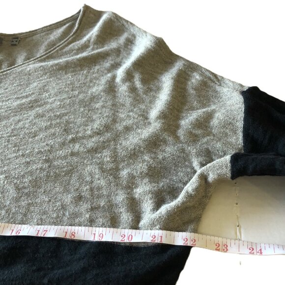 Vince Tan Black Color Block Sweater 100% Cotton Scoop Neck Drop Shoulder Stretch - Picture 11 of 15